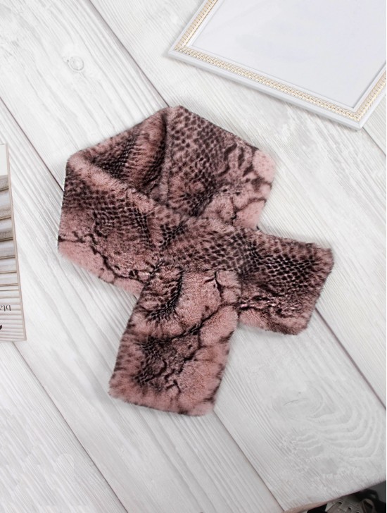 Faux Fur Scarf with Snakeskin Print